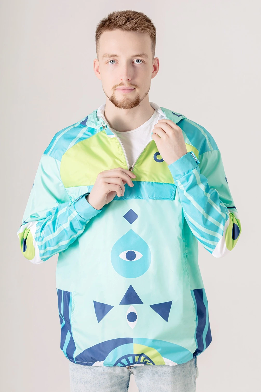 Купить анорак Рэйбел с капюшоном унисекс, с полной запечаткой "Oko" Купить анорак Рэйбел с капюшоном унисекс, с полной запечаткой "Oko"