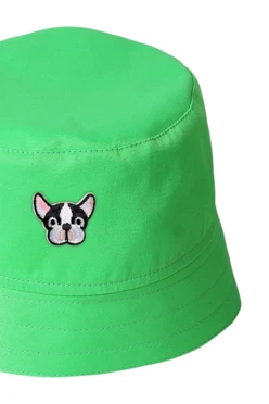 Панама Монако из греты с отстроченными полями, однотонная "Emoji dog"#1