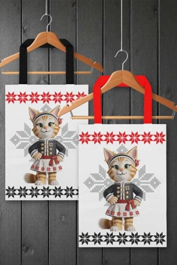 Купить сумку Айрис из льна 25х35 см, с принтом на двух сторонах"Cat"