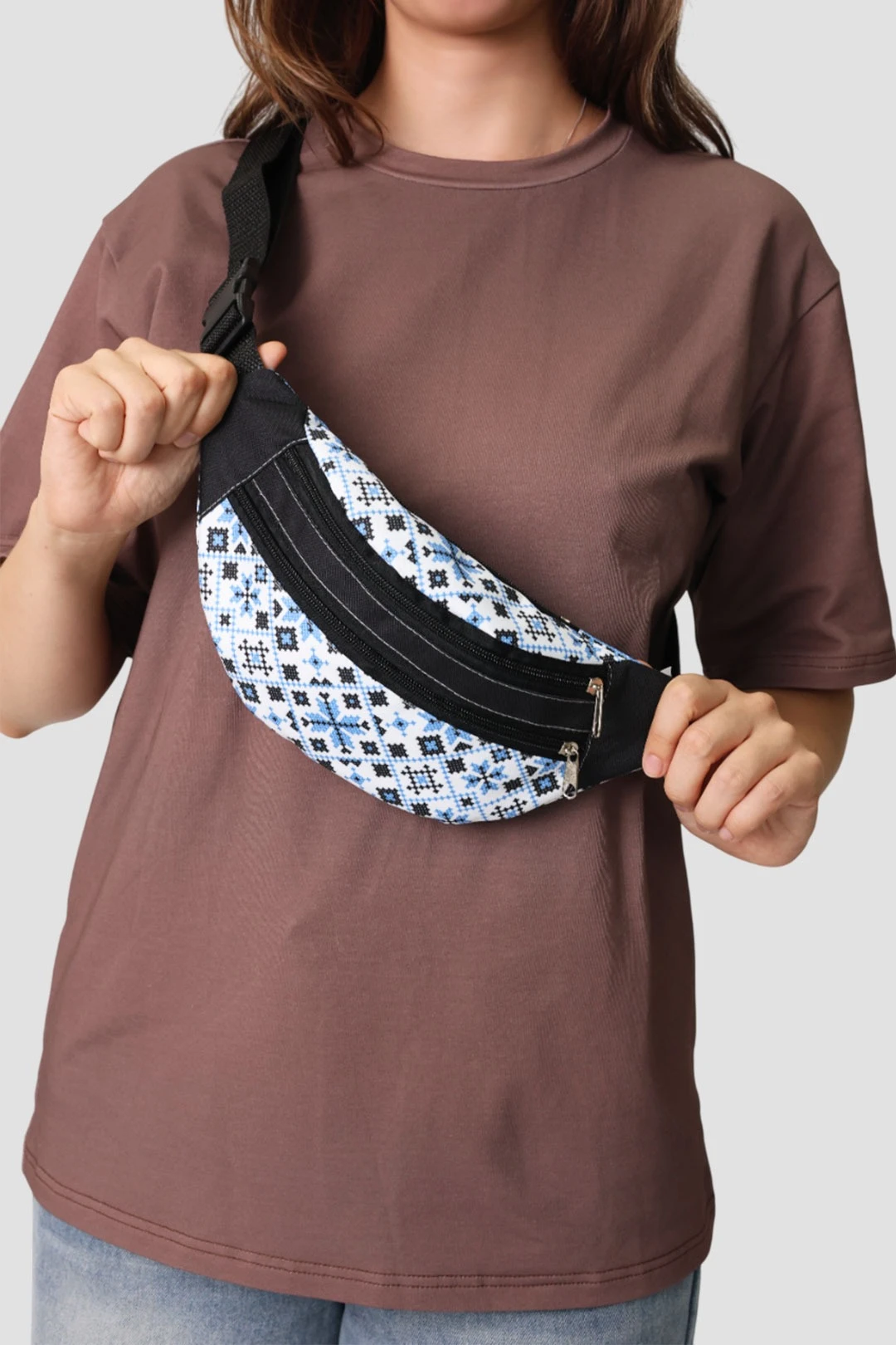 Купить сумку Нокс поясная с принтом "Blue pattern" Купить сумку Нокс поясная с принтом "Blue pattern"