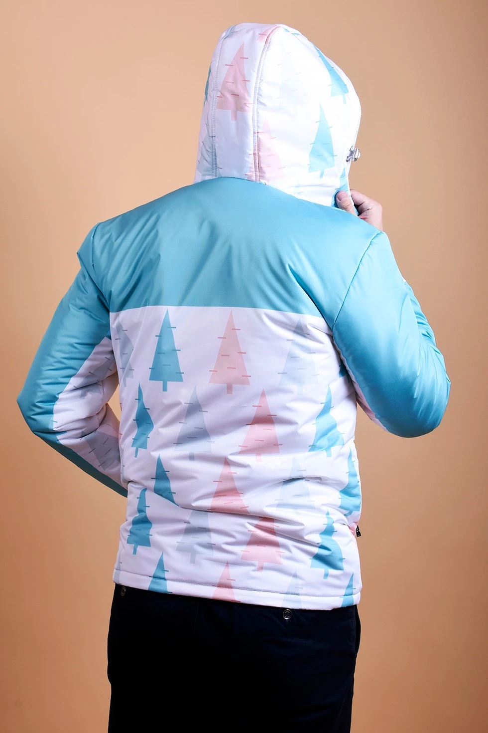 Куртка Норд с капюшоном на синтепоне унисекс, с полной запечаткой "Winter trees"#1 Куртка Норд с капюшоном на синтепоне унисекс, с полной запечаткой "Winter trees"#1