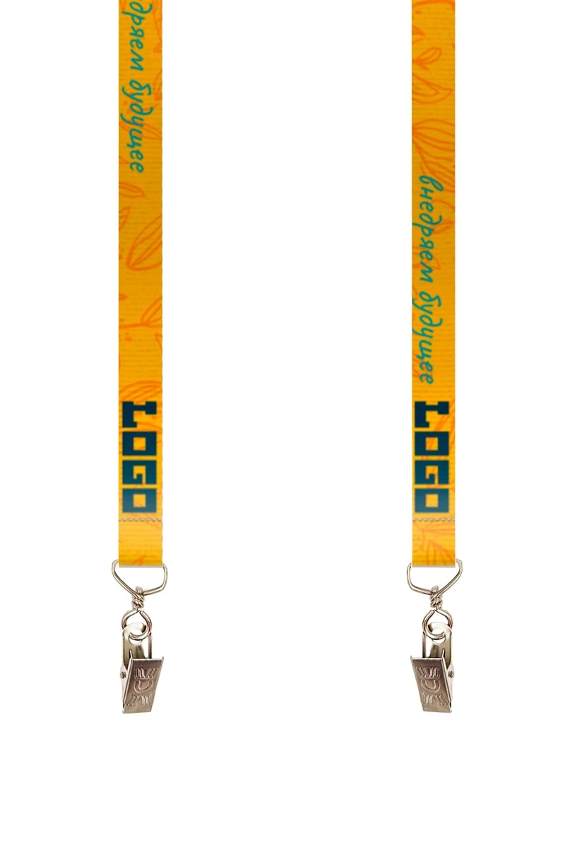 Купить ленту для бейджа репс ширина 1,5 см, с клипсой, с печатью "Logo"