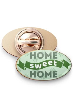 Значок заливной Овал 21х12 мм, с принтом "Home sweet home"#1