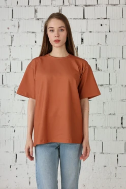 Купить футболку Мерфи оверсайз унисекс однотонную коричневую (хлопок)