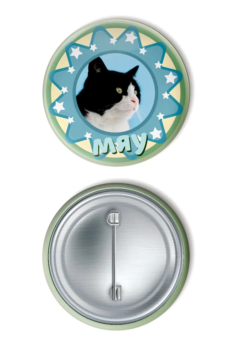 Значок закатной диаметр 58 мм, с принтом "Meow"#1