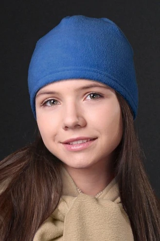 Шапка Вайт флисовая однослойная взрослая, однотонная синяя#4