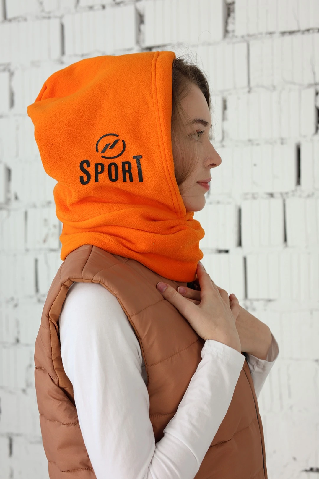 Капор Рейс флисовый взрослый, однотонный оранжевый#2 Капор Рейс флисовый взрослый, однотонный оранжевый#2