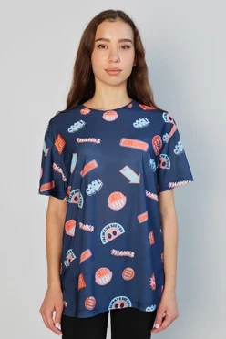 Футболка Гэлэкси женская из кулирной глади с полной запечаткой "Forward"#1