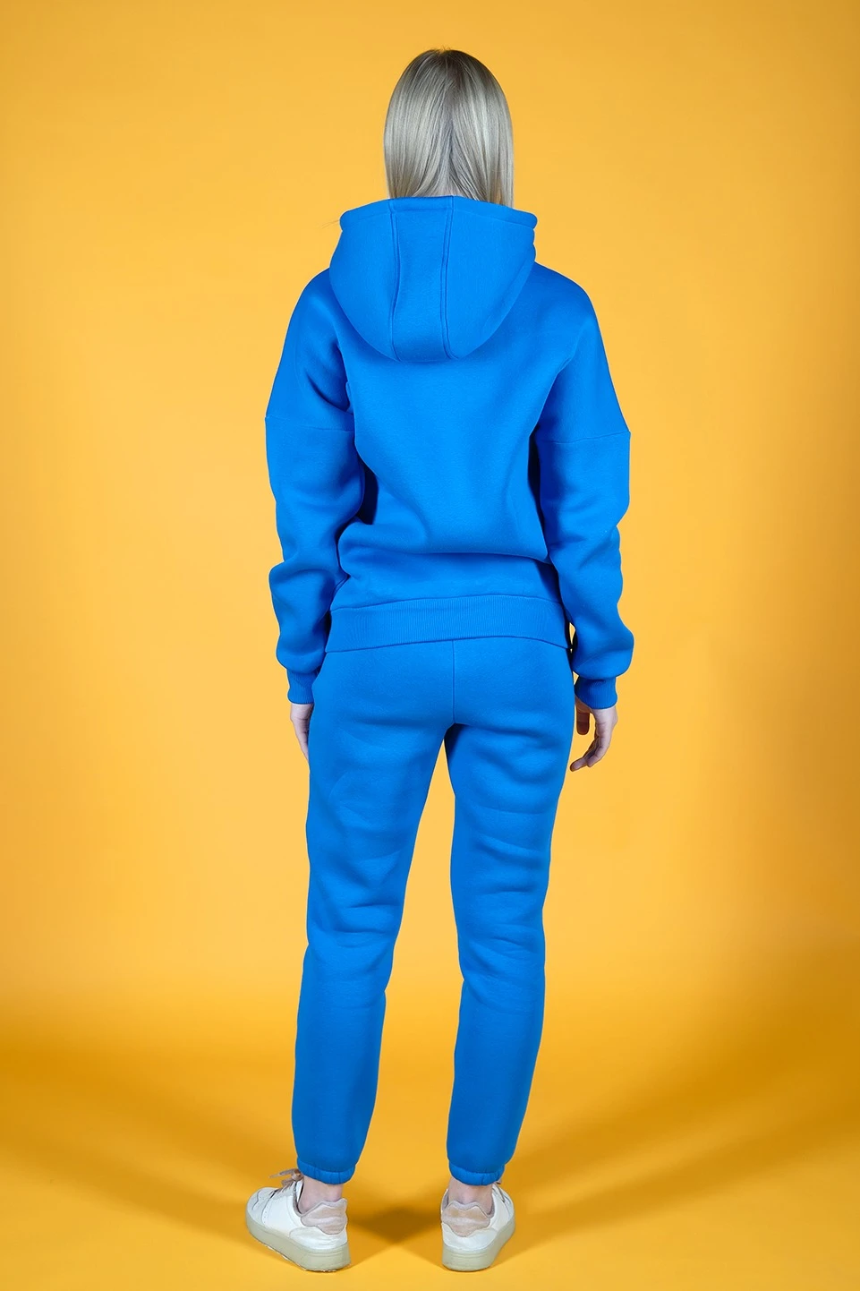 Купить брюки Хит из футера женские, однотонные голубые Купить брюки Хит из футера женские, однотонные голубые