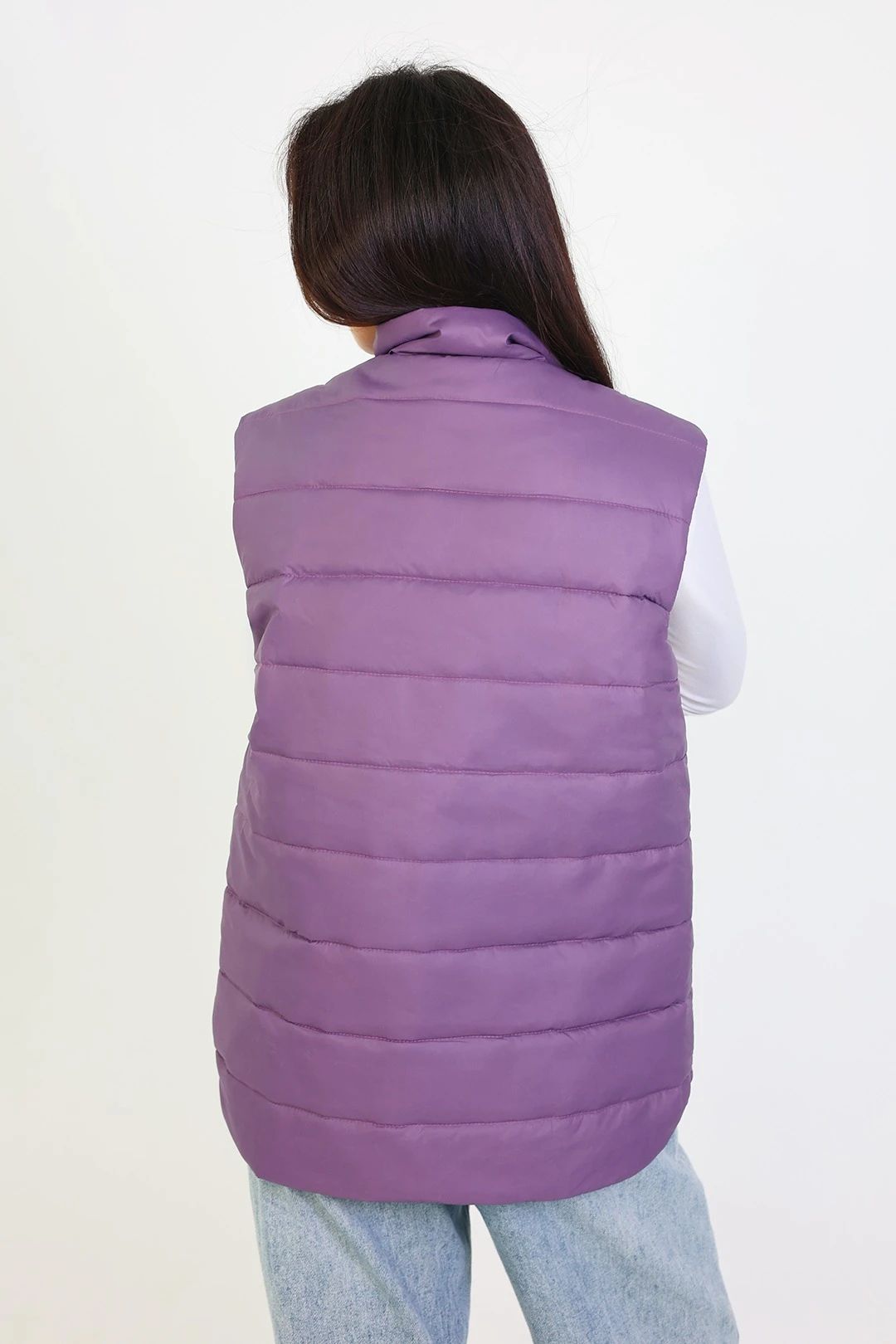 Жилет Эмбер на синтепоне со стежкой унисекс, однотонный фиолетовый#1