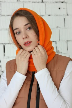 Купить капор Рейс флисовый взрослый, однотонный оранжевый