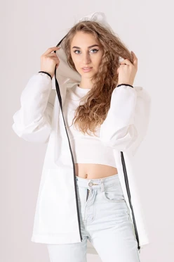 Купить ветровку Арчи с капюшоном унисекс, однотонную белую