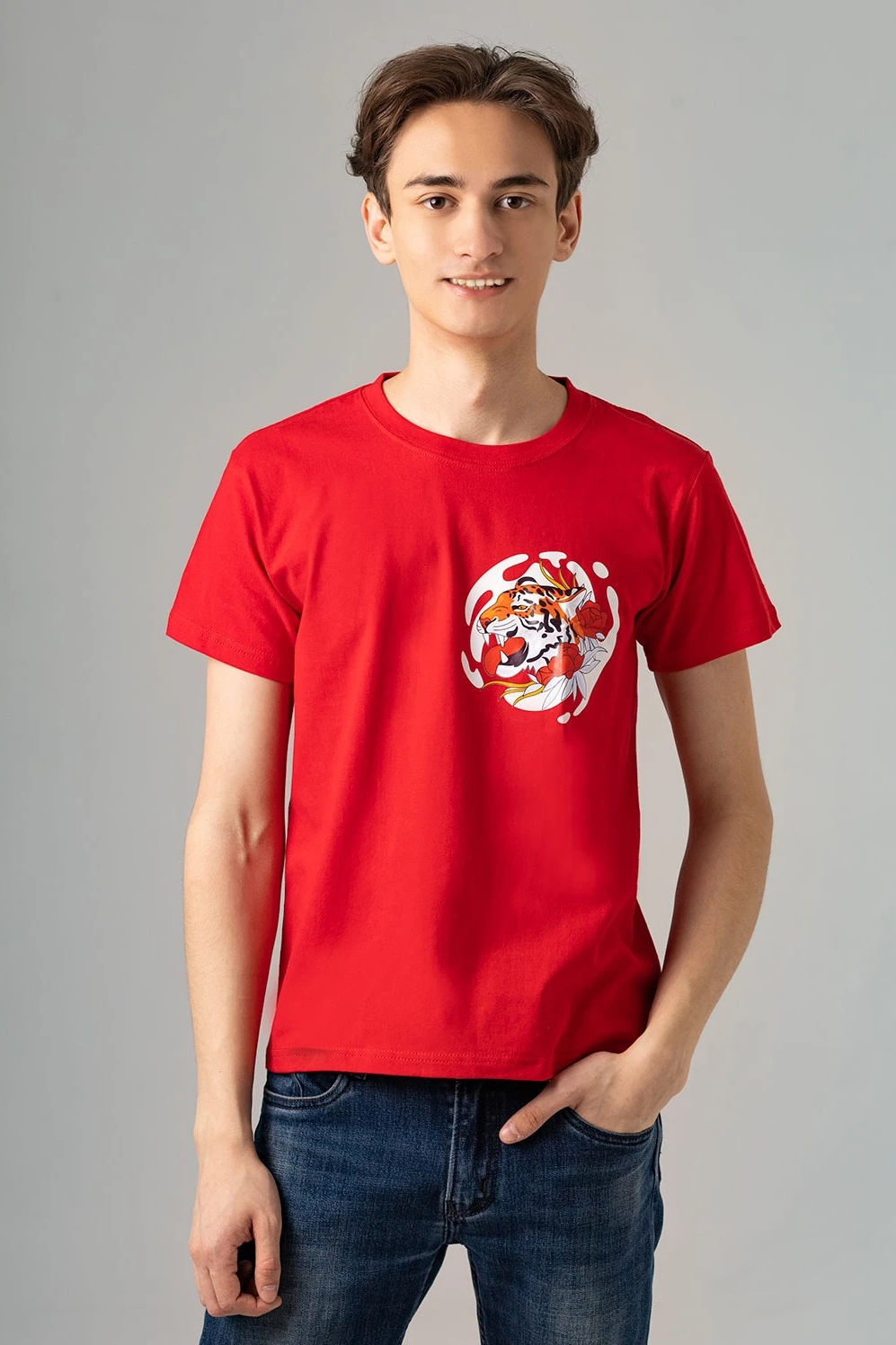 Футболка Мэдисон унисекс, однотонная красная (хлопок)#2 Футболка Мэдисон унисекс, однотонная красная (хлопок)#2