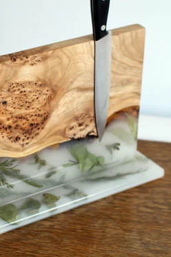 Магнитный держатель для ножей из дерева со смолой, 30х25 см#1