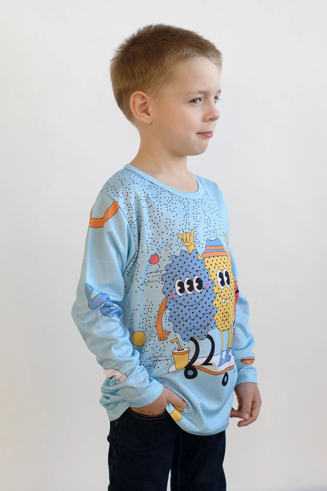 Лонгслив Гэлэкси Плюс детский из ложной сетки с полной запечаткой "Crackers"#3 Лонгслив Гэлэкси Плюс детский из ложной сетки с полной запечаткой "Crackers"#3