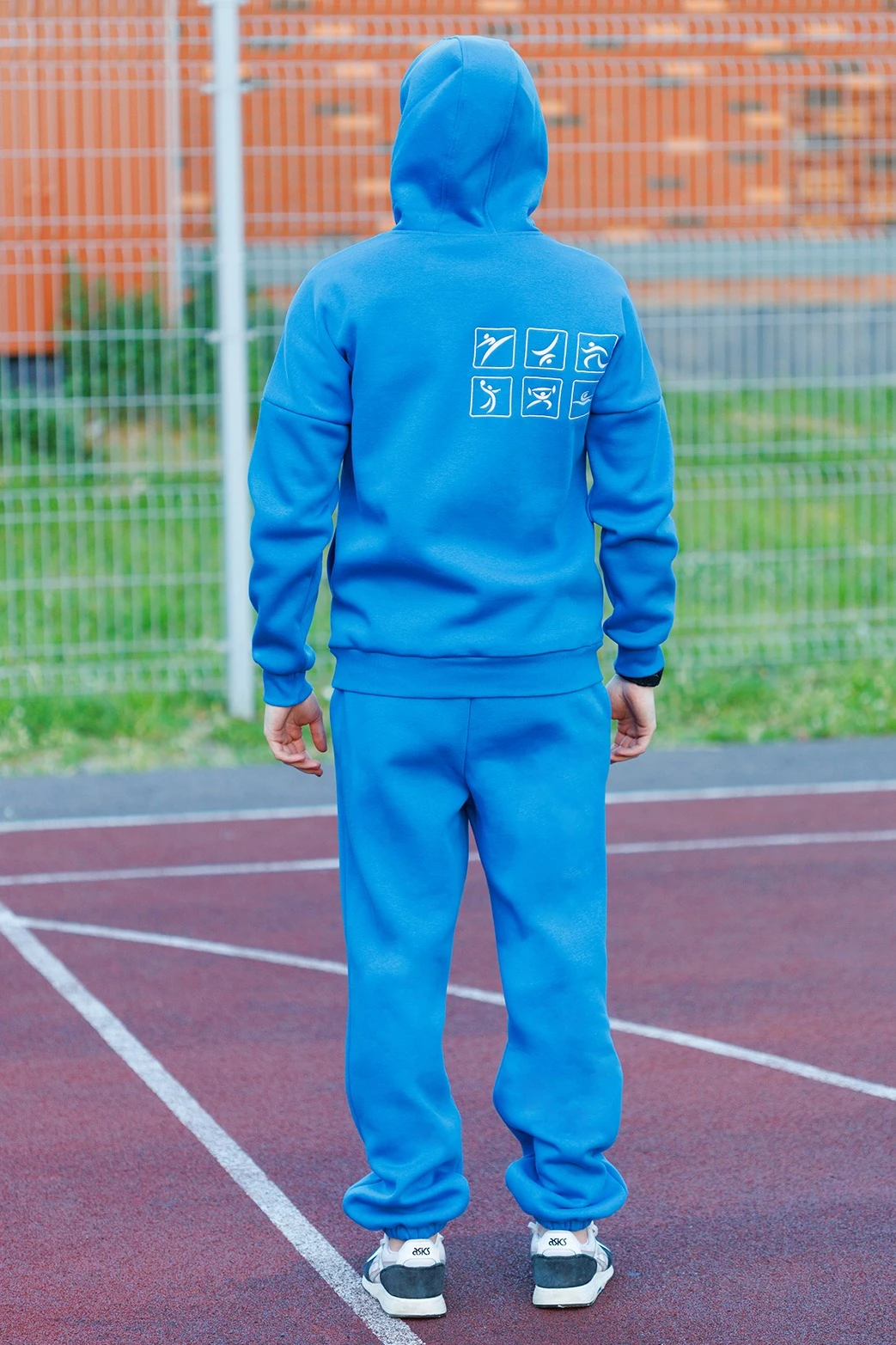 Худи Кинг из футера унисекс, однотонная голубая "Sport Japan"#4