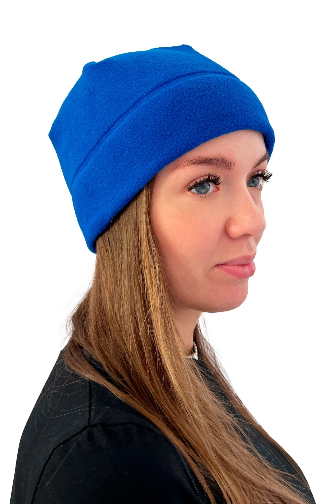 Шапка Вайт флисовая однослойная взрослая, однотонная синяя#9