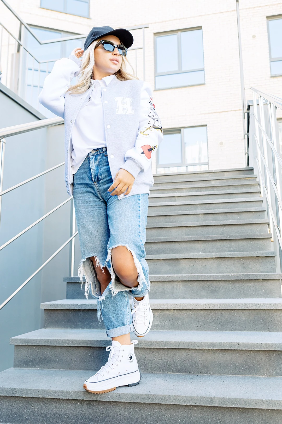 Бомбер Стайл из футера унисекс, однотонный "Fight"#5