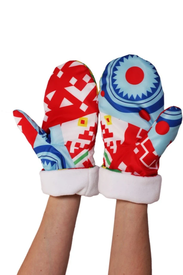 Варежки утепленные двухслойные, с полной запечаткой#2