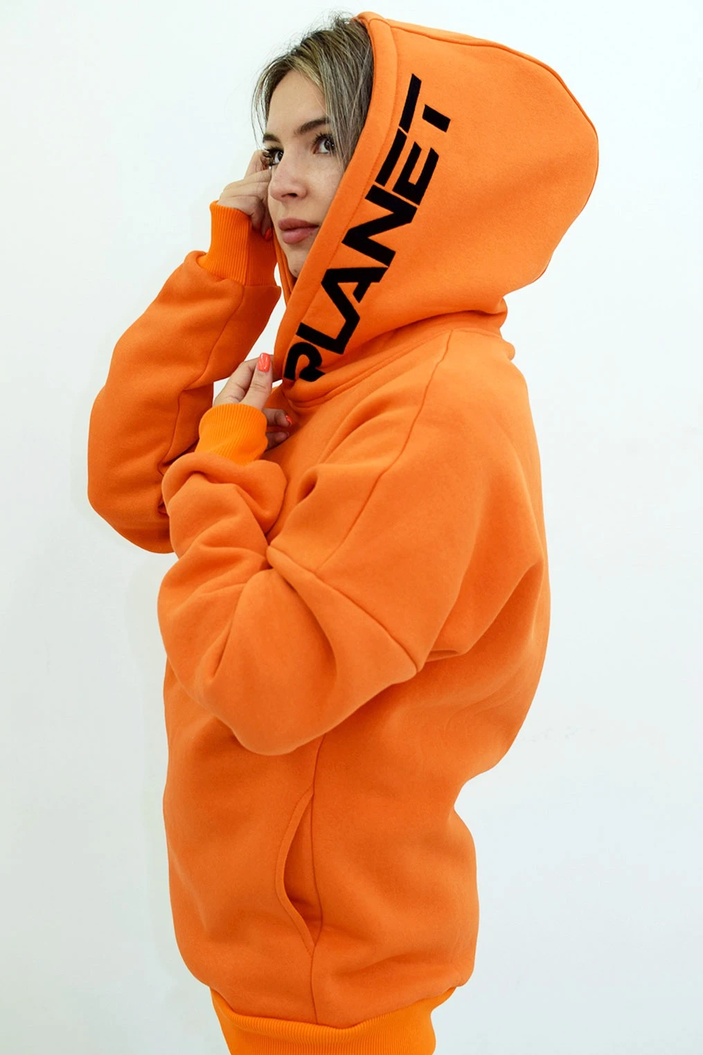 Худи Кинг из футера унисекс, однотонная оранжевая#1