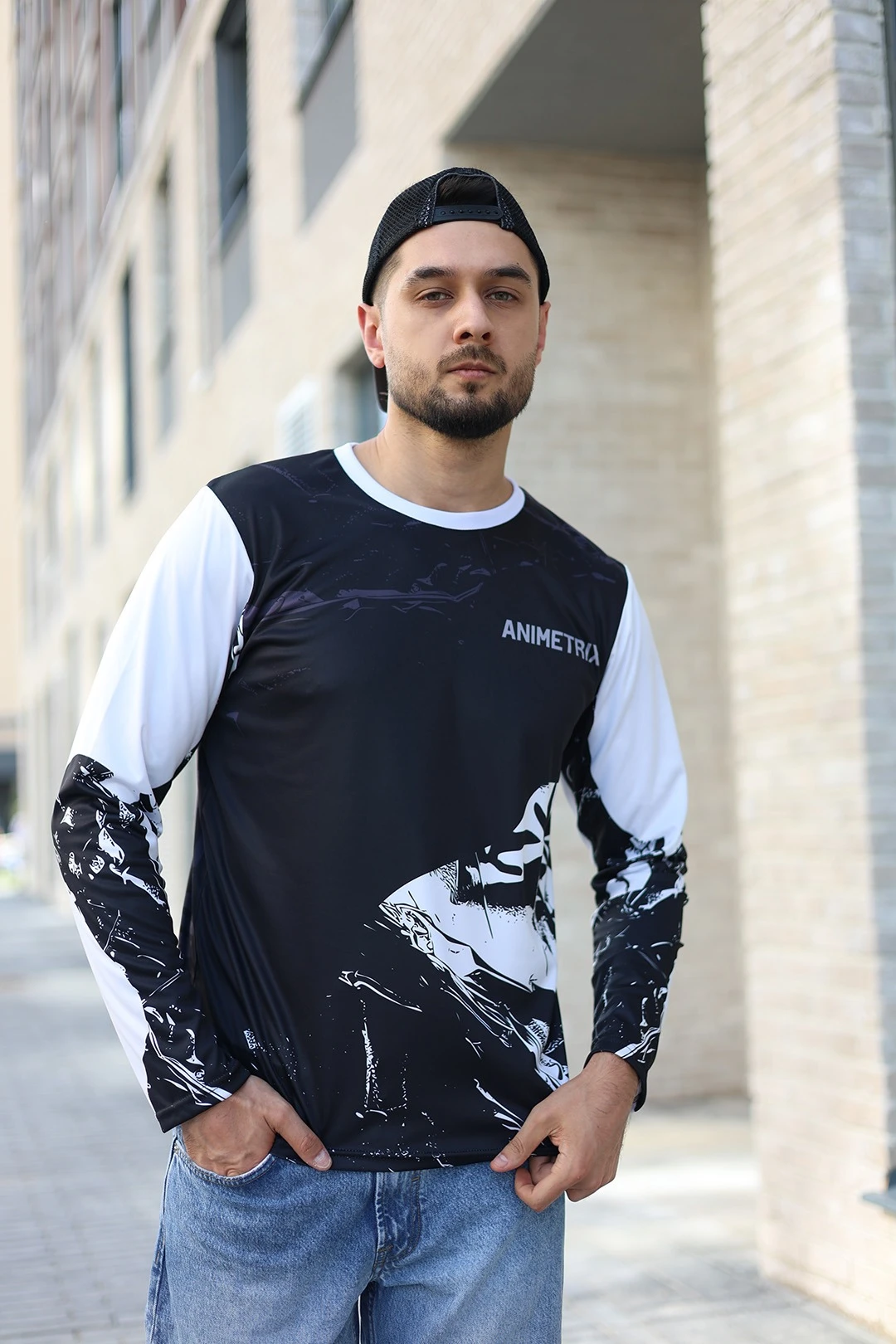 Лонгслив Гэлэкси Плюс унисекс из примы с полной запечаткой ''Animetrix"#2