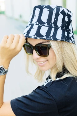 Купить панаму Сахара с узкими полями, с полной запечаткой "Kaligraf"