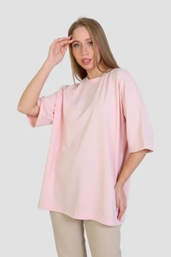 Купить футболку Ричмонд оверсайз унисекс однотонная (хлопок), светло-розовая