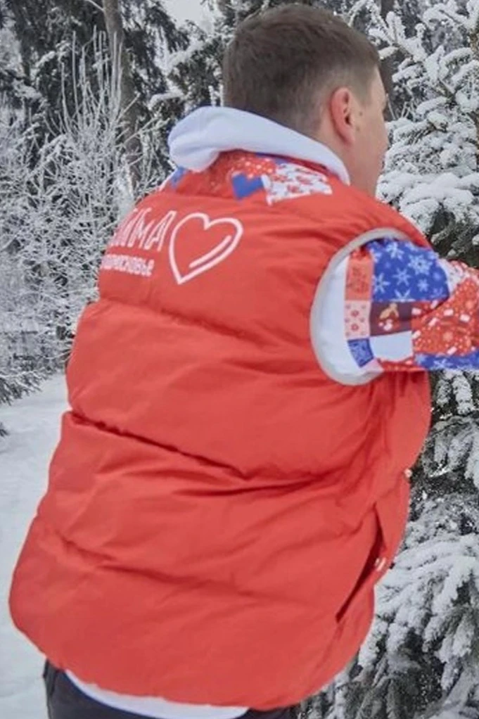 Жилет Морган Лайт с подкладом из лебяжьего пуха унисекс, с полной запечаткой "Winter in the Moscow region"#1