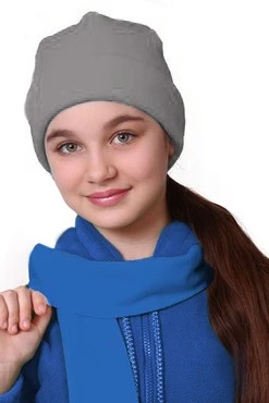 Купить шапку флисовую детскую серую Вэст