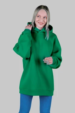 Купить худи Фрэнк из футера оверсайз унисекс, однотонная зеленую