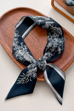 Купить шарф-платок Твилли двухслойный 7х130 см, с полной запечаткой "Floral pattern"