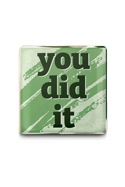 Купить значок заливной Квадрат 17х17 мм, с принтом "You did it"