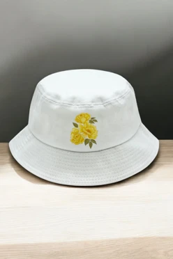 Купить панаму Мадрид из греты с узкими полями, однотонная "Yellow flower"