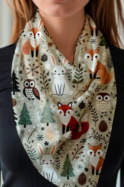 Купить косынку Шарлотта 70х70х100 см, с полной запечаткой "Cute animals"