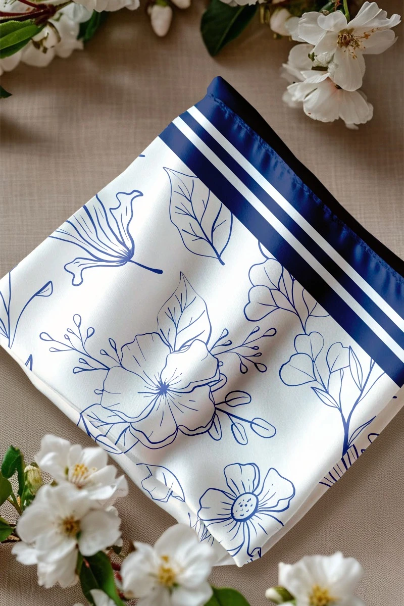 Платок Шанель 50х50 см, с полной запечаткой "Vintage Flower"#1 Платок Шанель 50х50 см, с полной запечаткой "Vintage Flower"#1