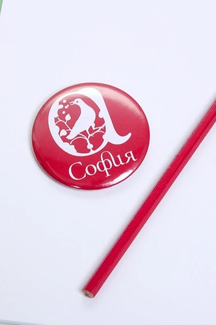 Значок закатный диаметр 58 мм, с печатью "Sofia"#3