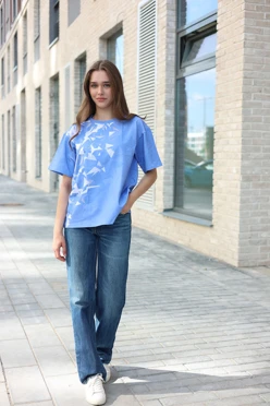 Купить футболку Теренс оверсайз унисекс из кулирки хб с полной запечаткой "Paper Bird"