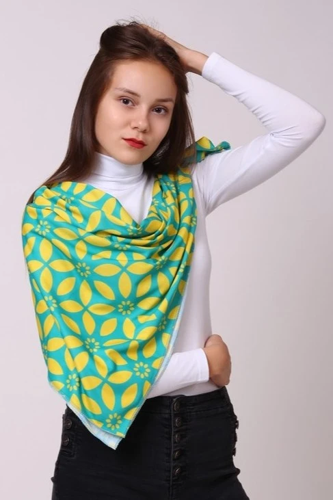 Платок Шанель 100х100 см, с полной запечаткой#6 Платок Шанель 100х100 см, с полной запечаткой#6