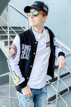 Купить бомбер Стайл из футера унисекс, однотонный "Punks"