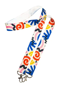 Лента для бейджа блекаут ширина 2,5 см, с двумя карабинами, с печатью#1