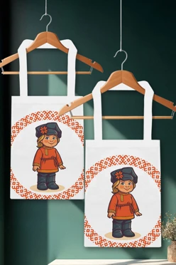 Купить сумку Сенди из саржи 25х35 см, с принтом на двух сторонах "Udmurt boy"