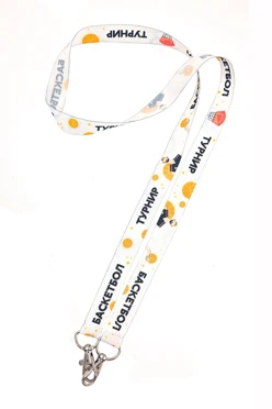 Лента для бейджа репс ширина 1,5 см, с двумя карабинами, с печатью#1