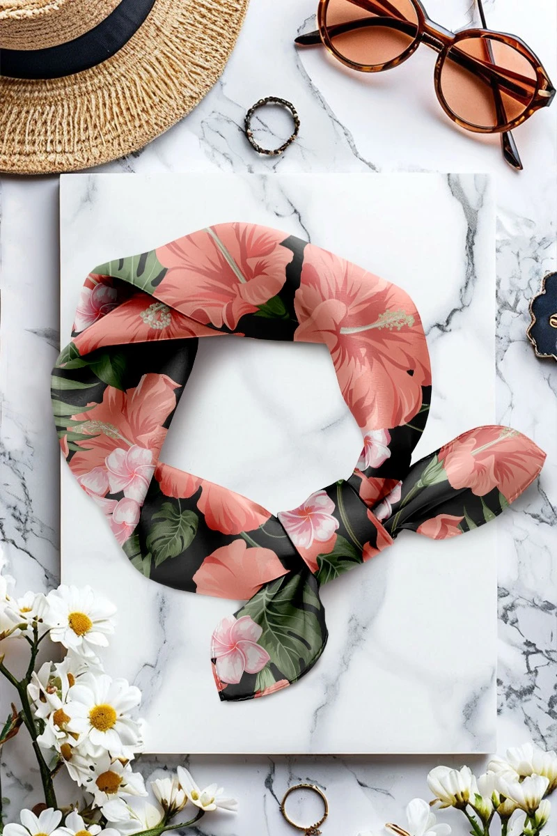 Платок Шанель 50х50 см, с полной запечаткой "Floral Abundance"#1