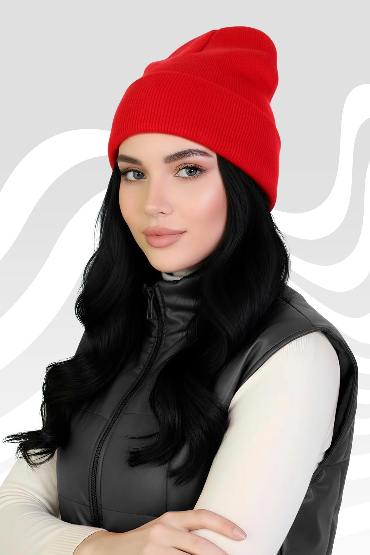 Шапка Филл двухслойная взрослая, однотонная красная#1