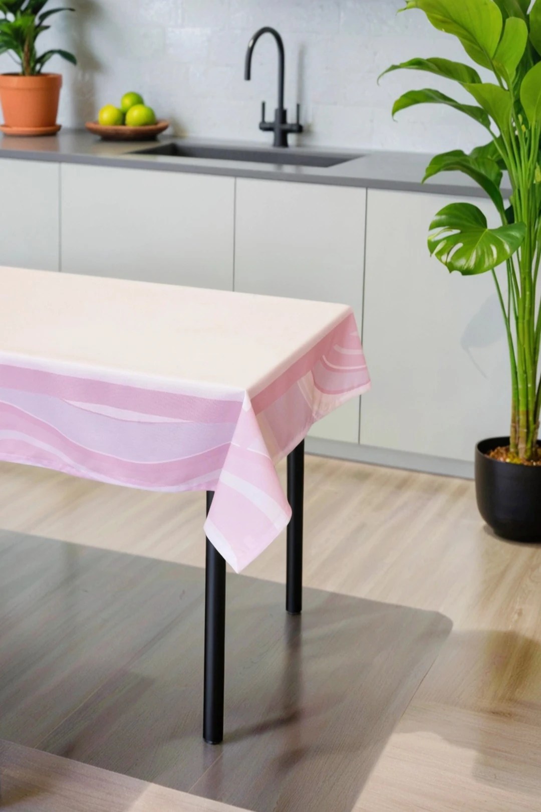 Купить скатерть прямоугольную 120х200 см, с полной запечаткой (полиэстер) "Pink waves"