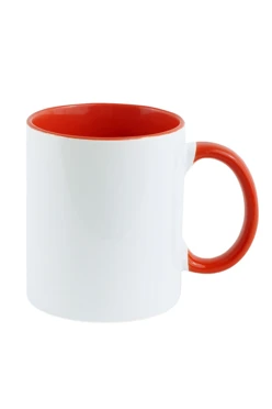 Купить кружку цветную внутри без нанесения, комбинированную оранжевую