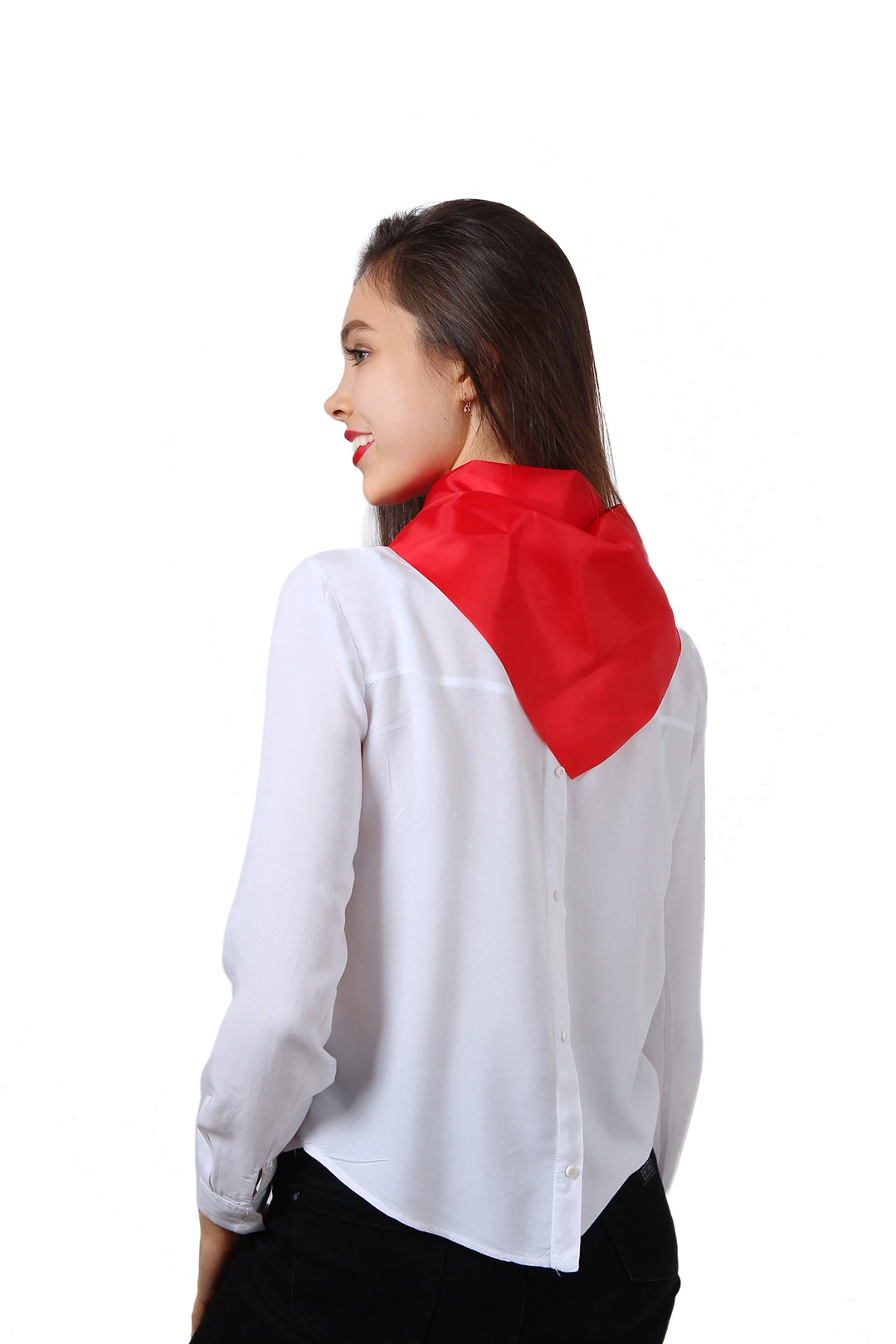 Косынка Лолла из шелка расцвечивания 60х60х90 см, однотонная красная#2