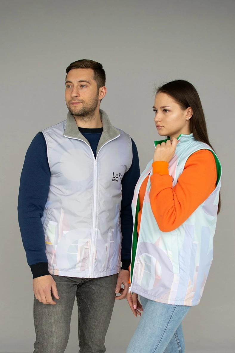 Жилет Пилот с подкладом из флиса унисекс, с полной запечаткой "Pastel"#2 Жилет Пилот с подкладом из флиса унисекс, с полной запечаткой "Pastel"#2