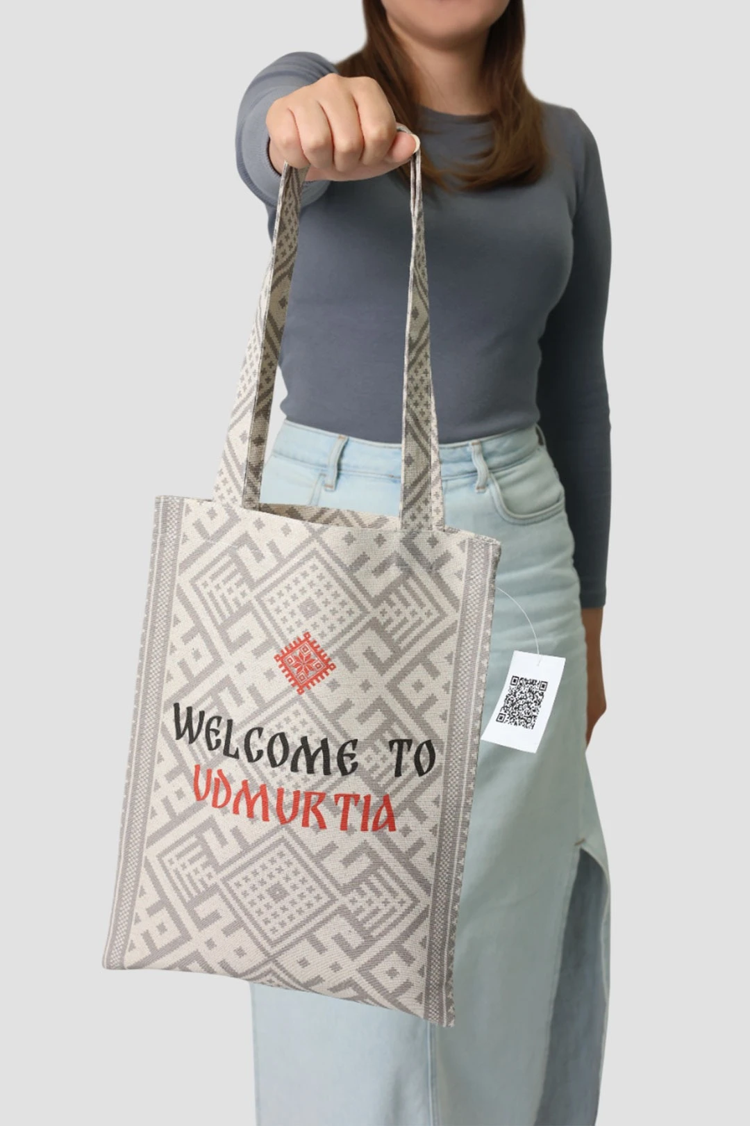 Купить сумку Эко Колор из двунитки 25х35 см, с принтом на одной стороне "Welcome to Udmurtia"