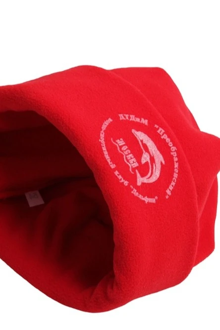 Шапка Вэст флисовая двухслойная взрослая, однотонная "Dolphin" красная#1